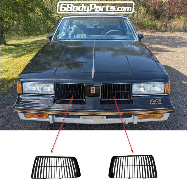 1987 Oldsmobile Cutlass 442 Euro Grill Set All Black GM Part #25530238 & #25530239